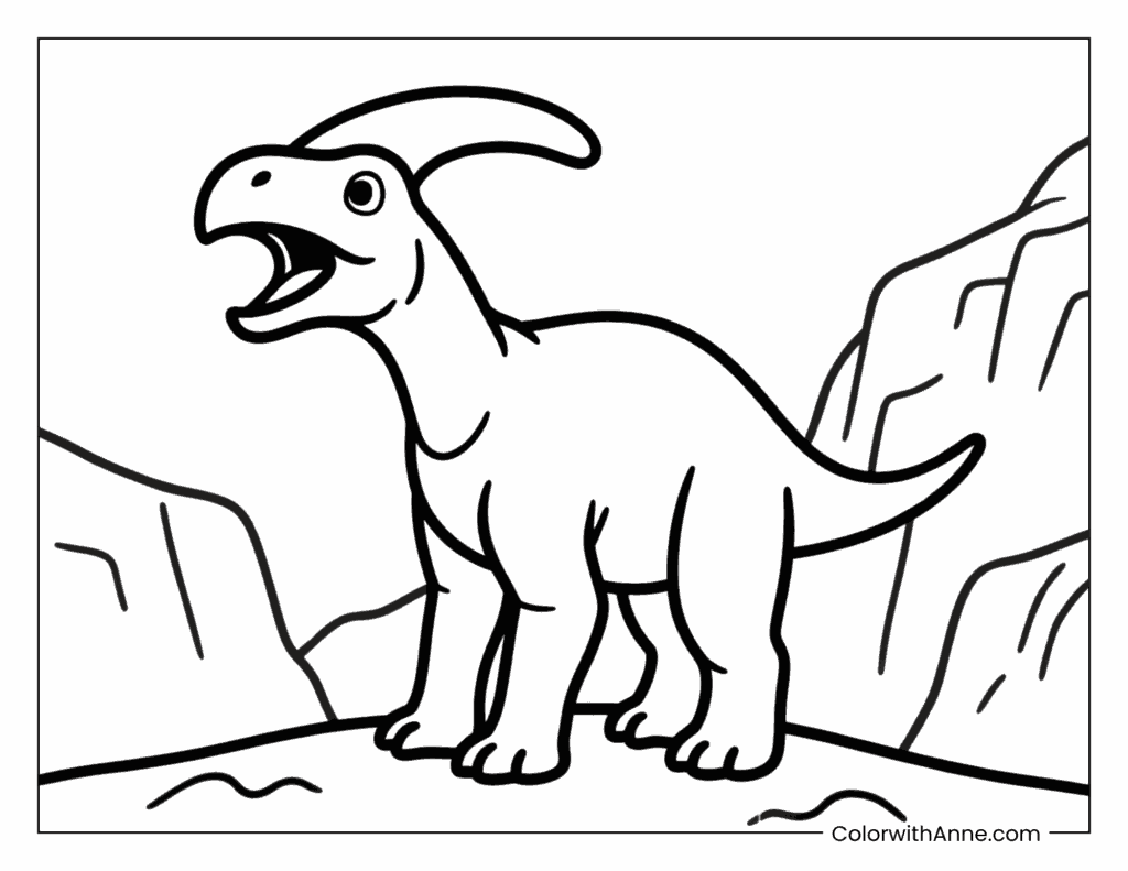 Parasaurolophus Calling Out to Herd Coloring Page