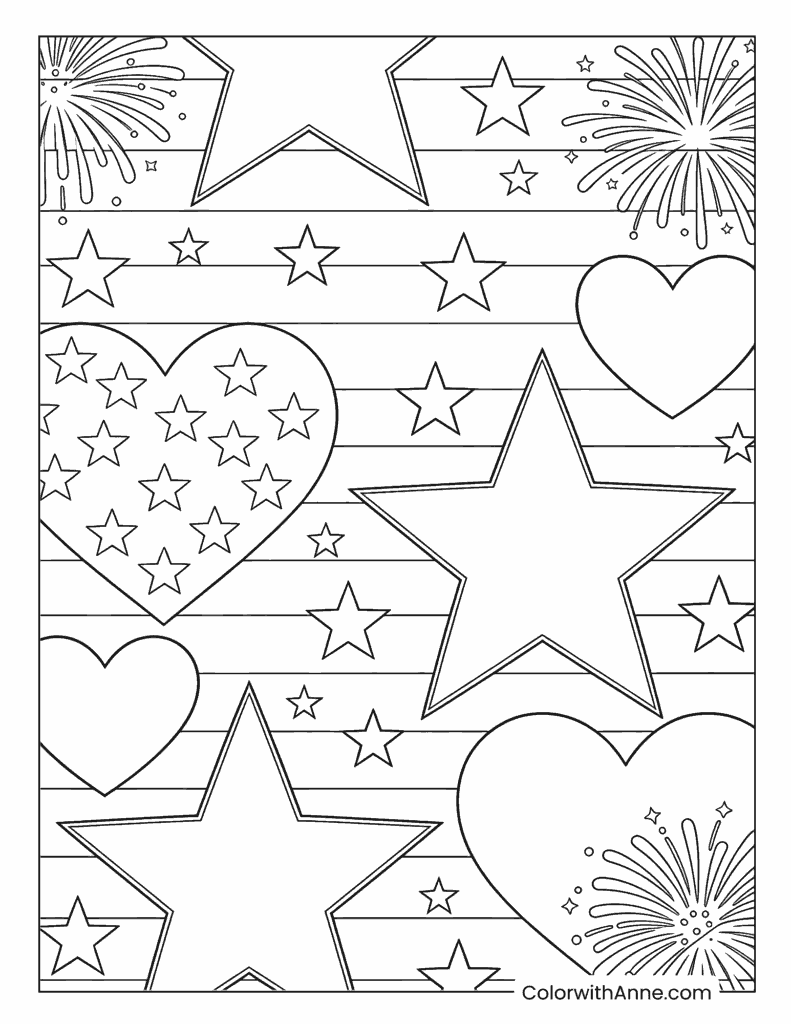 Patriotic Patterns 4th of July Coloring Page