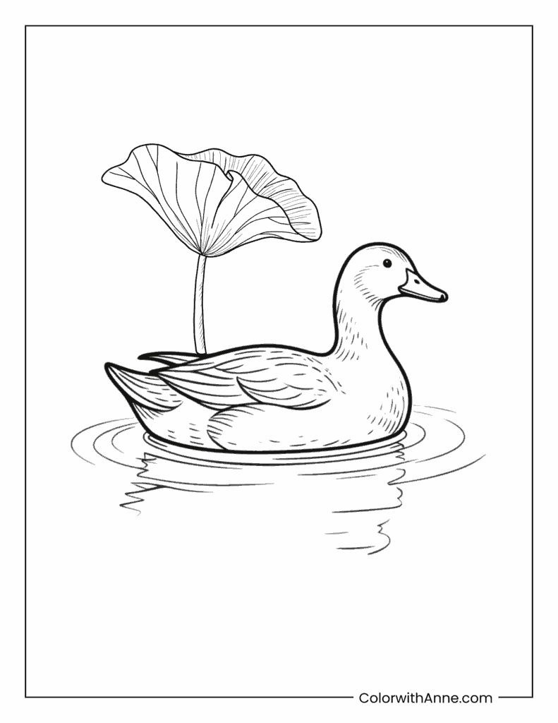 Peaceful Pond Duck Coloring Page