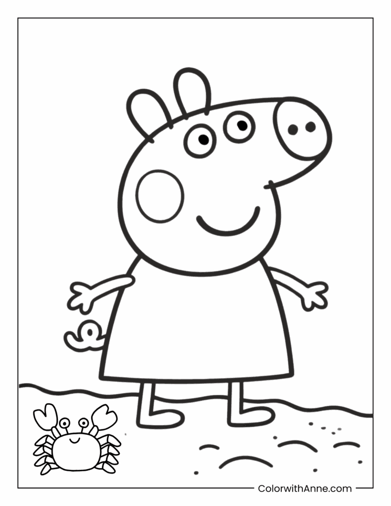 Peppa Pig at the Beach Coloring Page