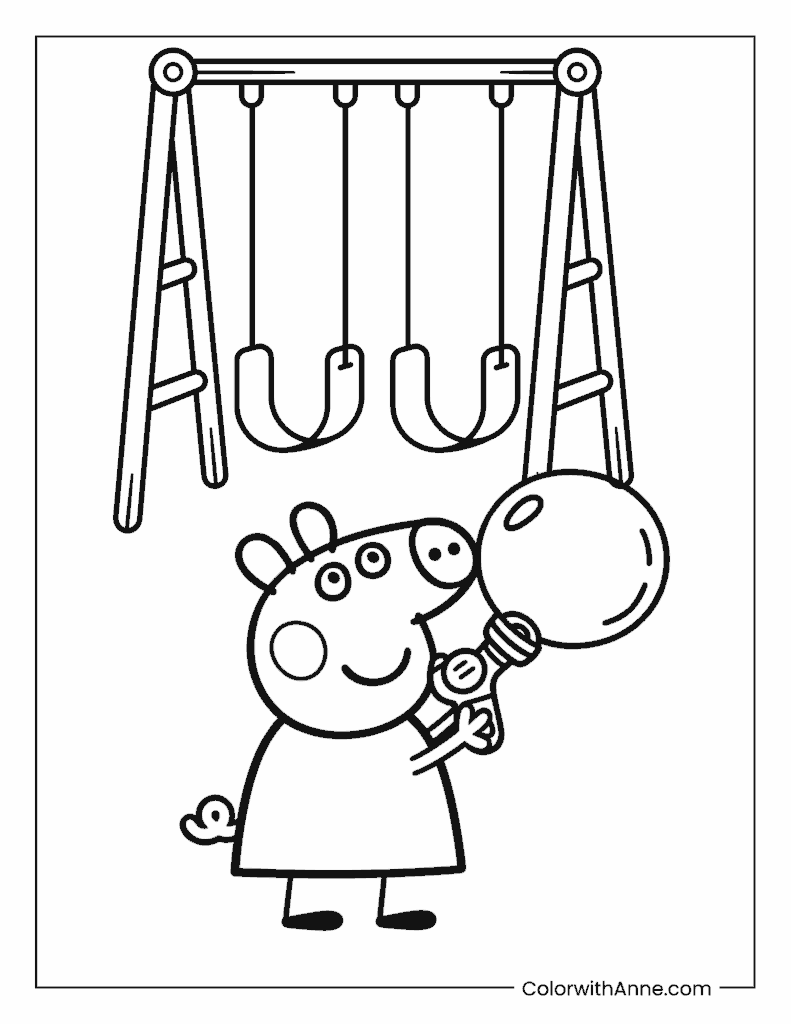 Peppa Playing with a Bubble Maker Coloring Page