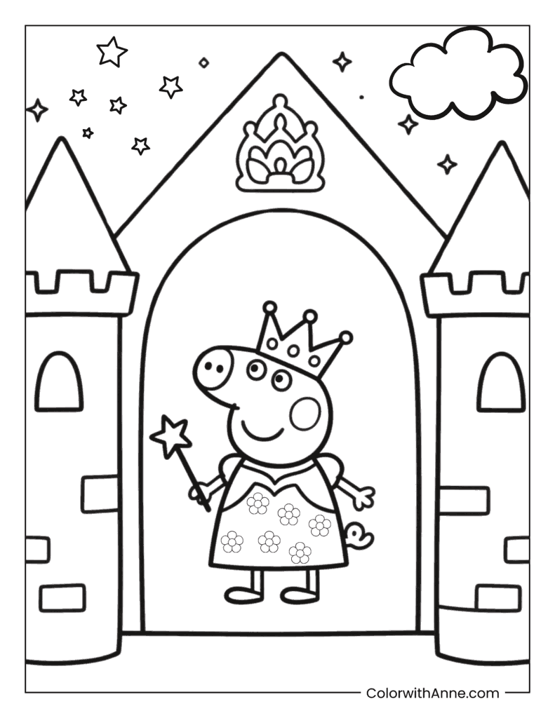 Peppa as a Princess Coloring Page