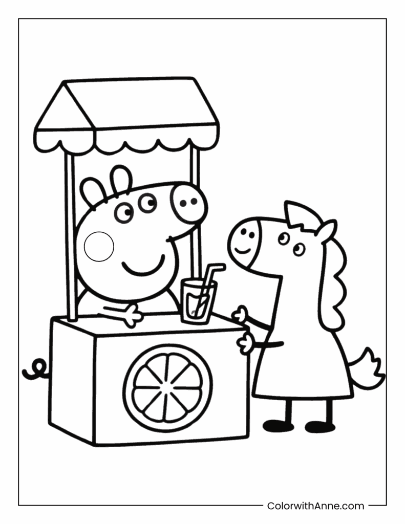 Peppa's Lemonade Stand Coloring Page