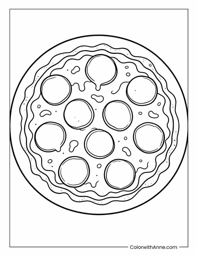 Pepperoni Pizza Coloring Page