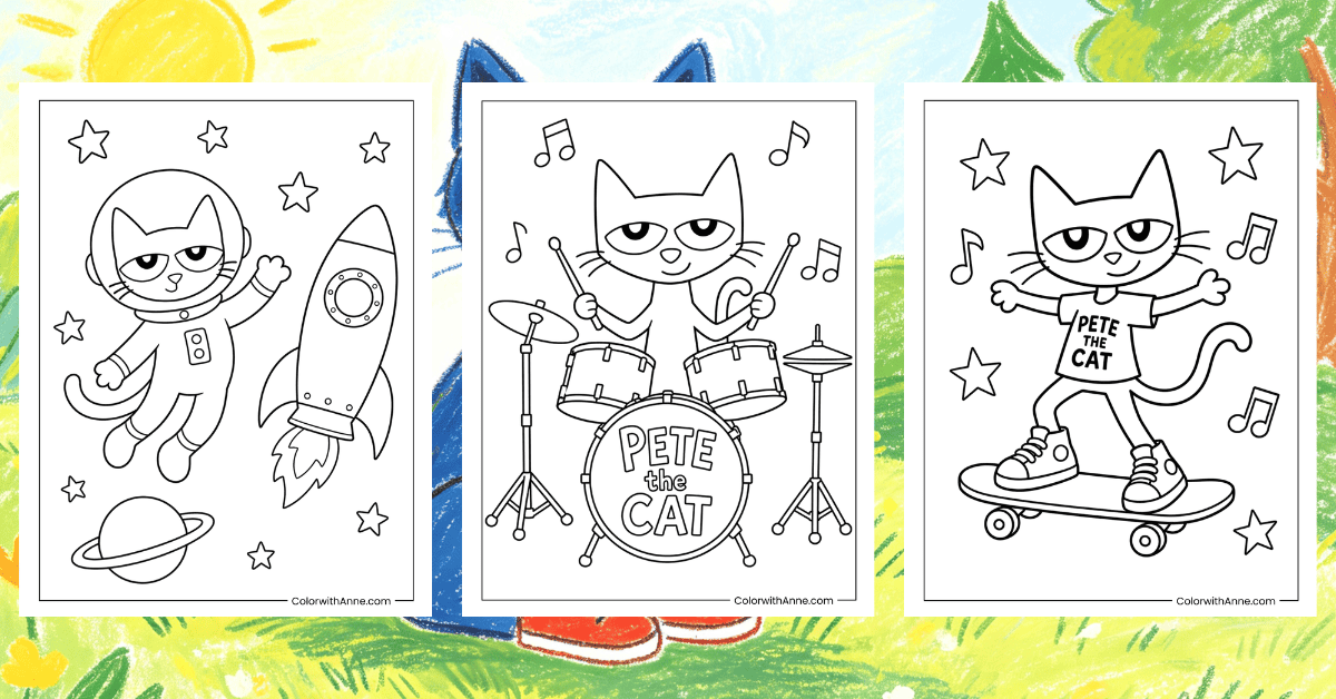 Pete the Cat Coloring Pages Banner