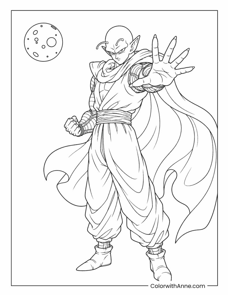 Piccolo Energy Attack Pose Coloring Page