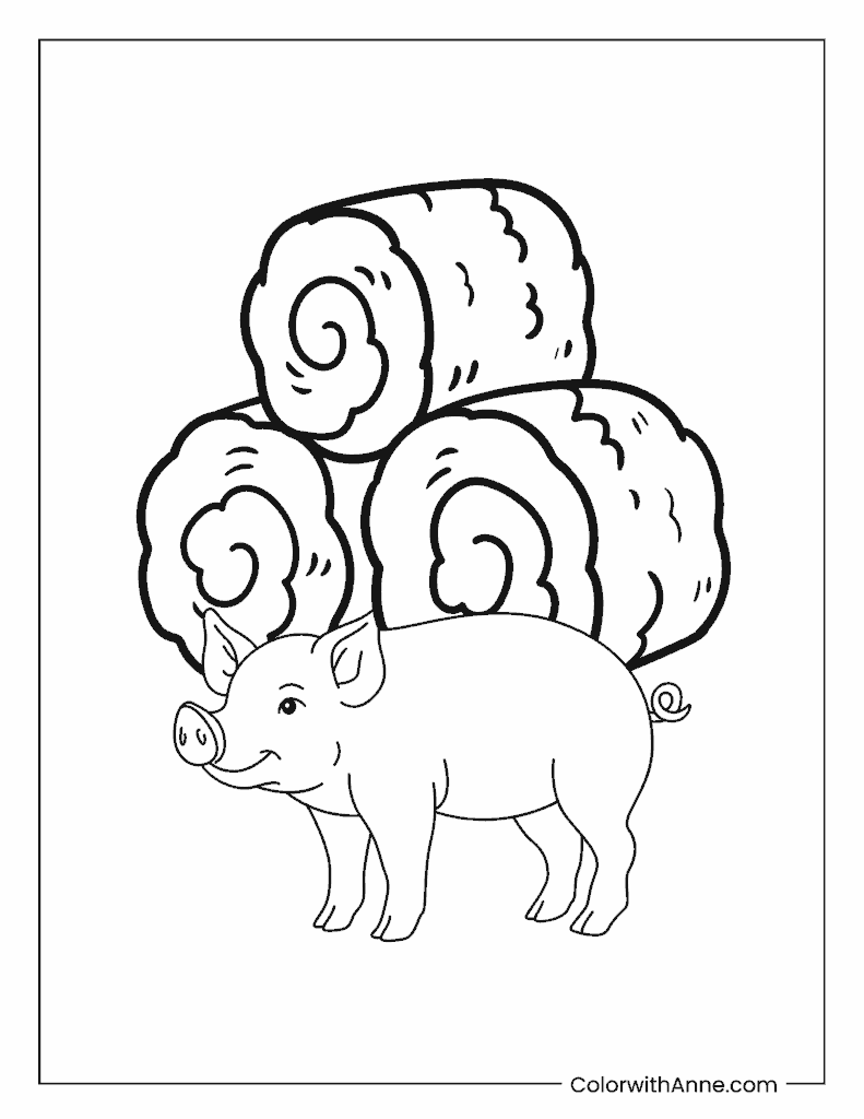 Pig on a Farm Coloring Page