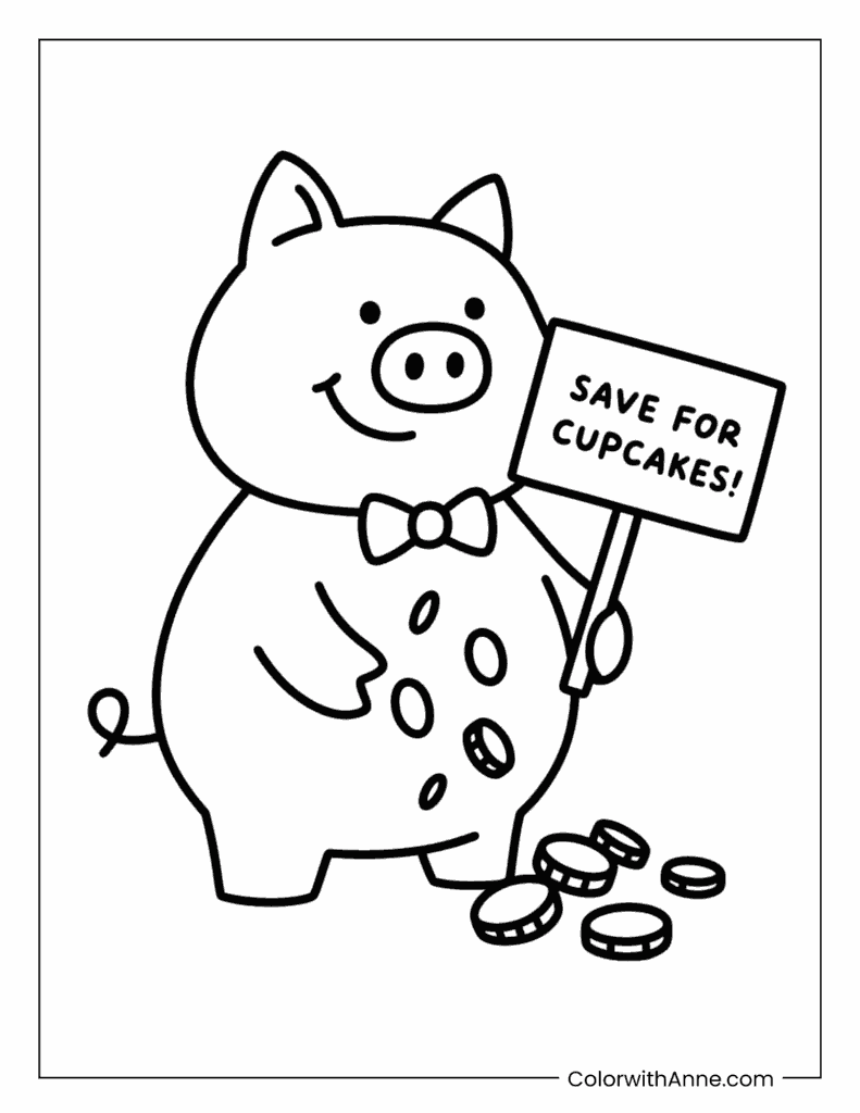 Piggy Bank​​ Coloring Page
