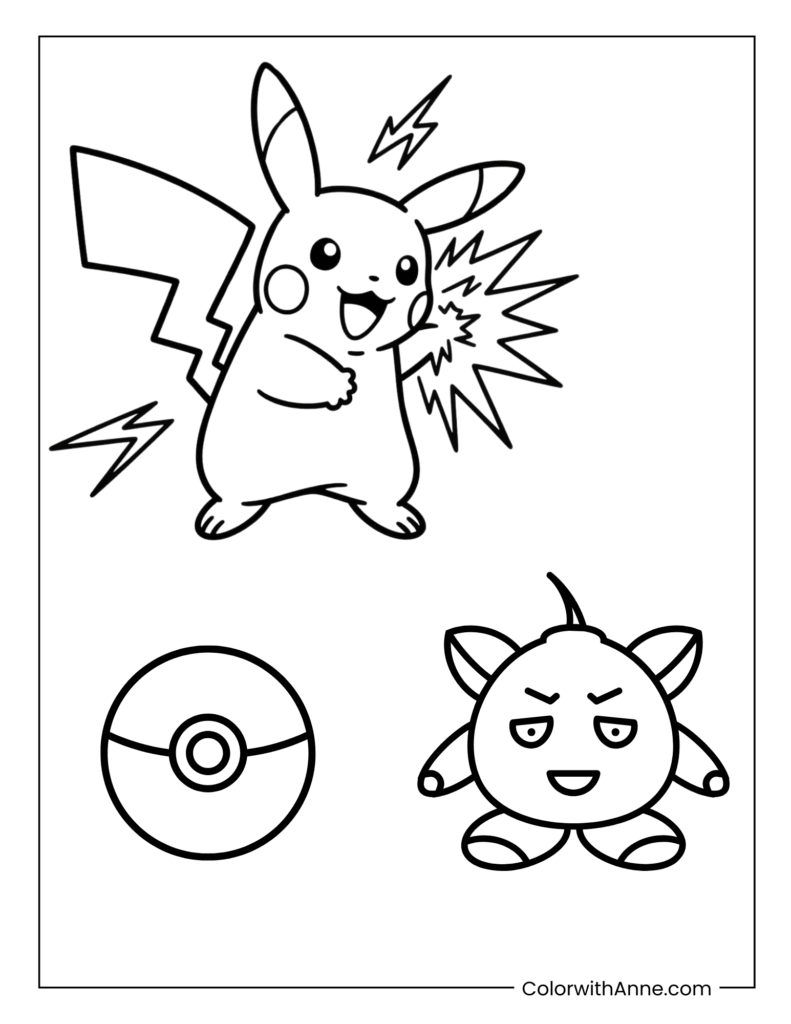 Pikachu and Friend Coloring Page