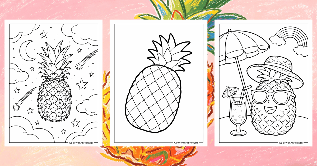 Pineapple Coloring Pages Banner