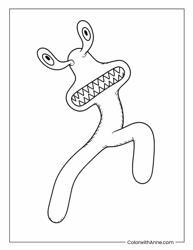 Pink With Wide Toothy Mouth Coloring Page