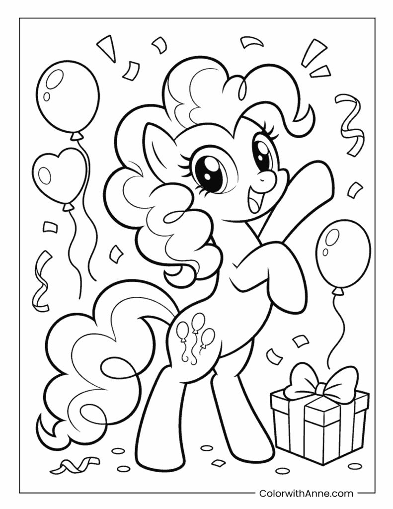 Pinkie Pie Party Surprise My Little Pony Coloring Page