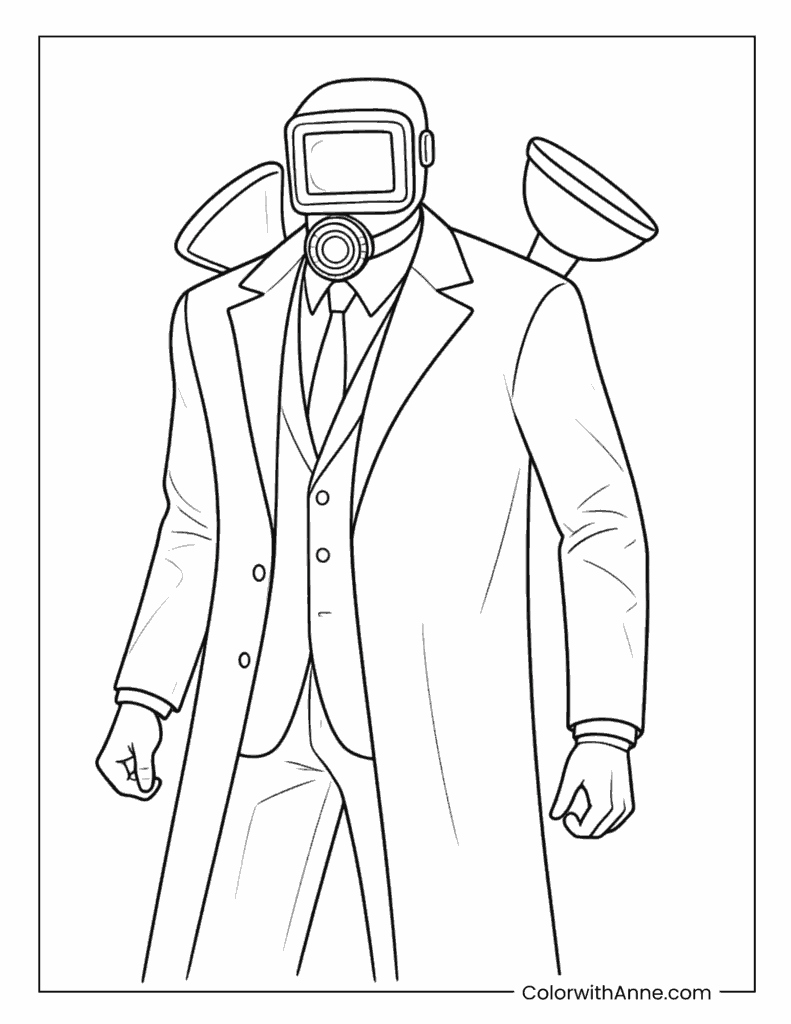 Plungerman in Formal Suit Coloring Page
