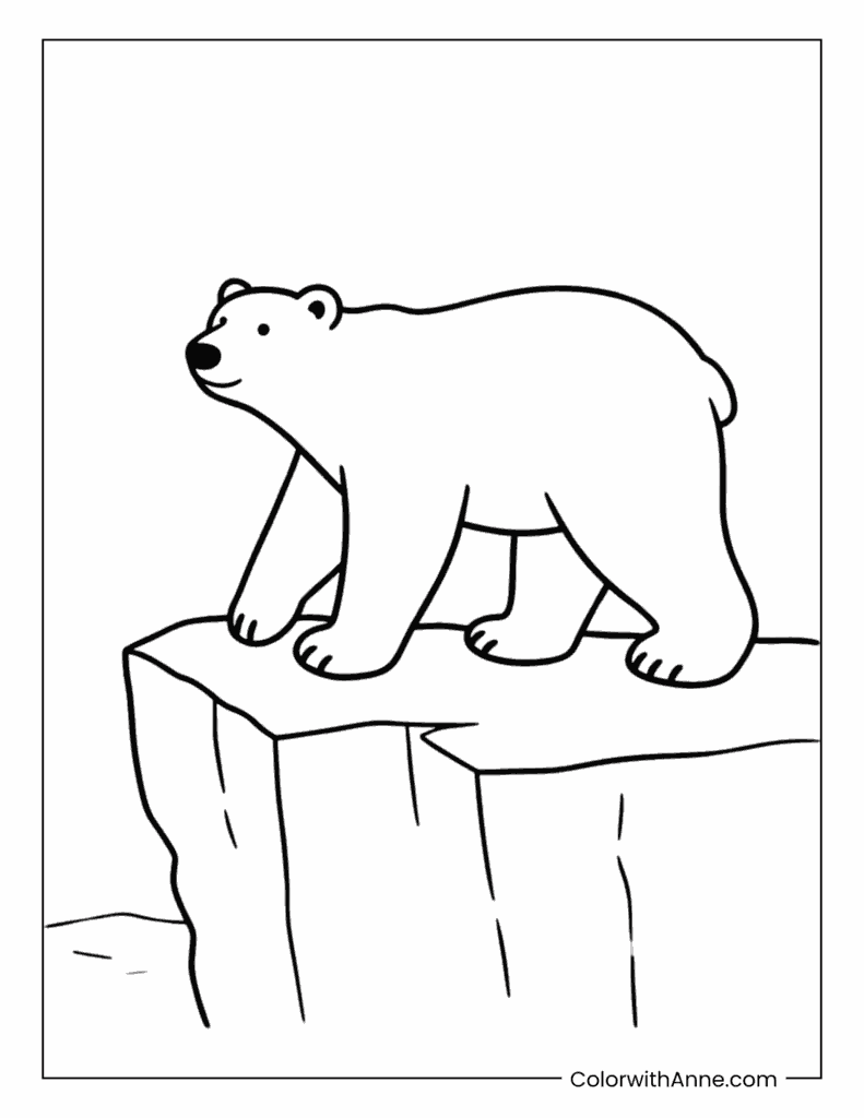 Polar Bear on Ice Coloring Page