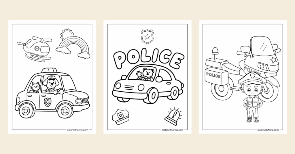 Police Car Coloring Pages Banner