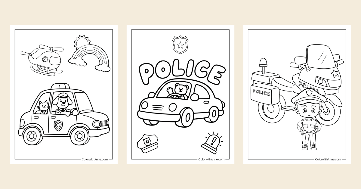 Police Car Coloring Pages Banner