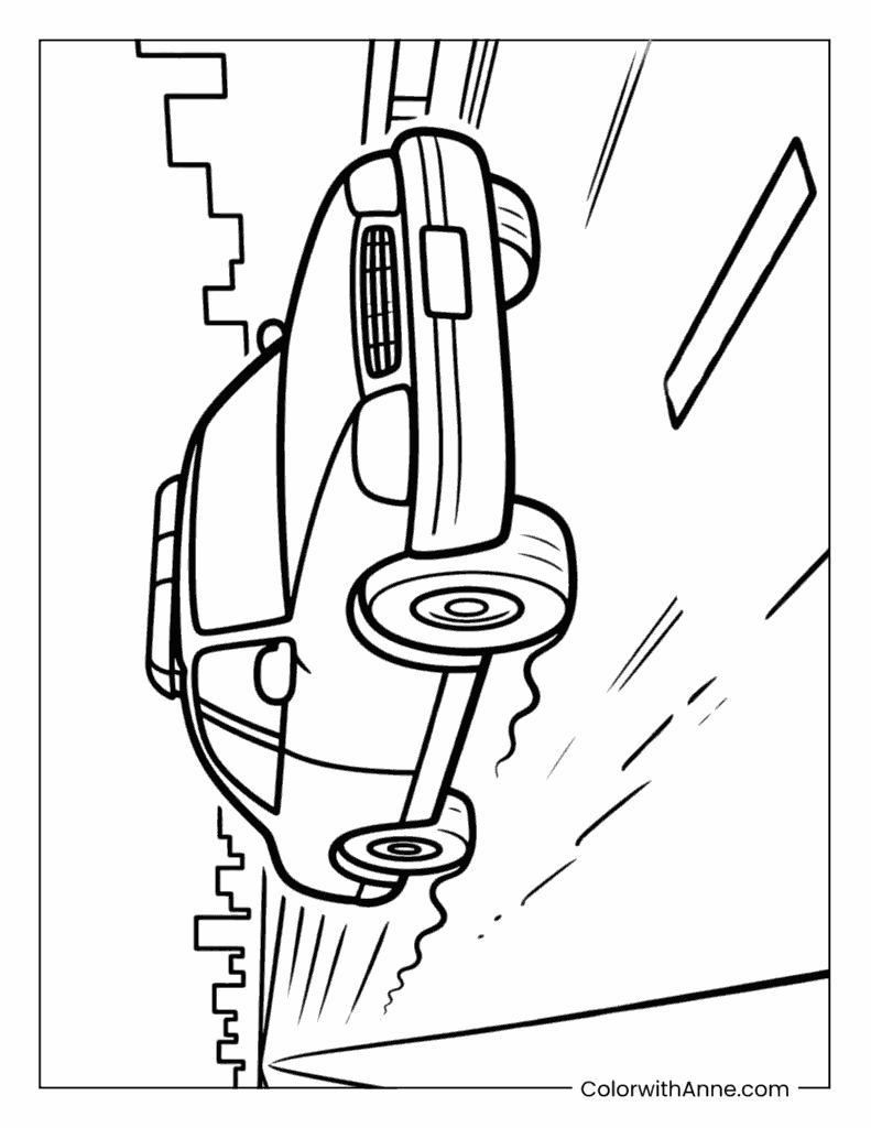 Police Car on a Road Coloring Page