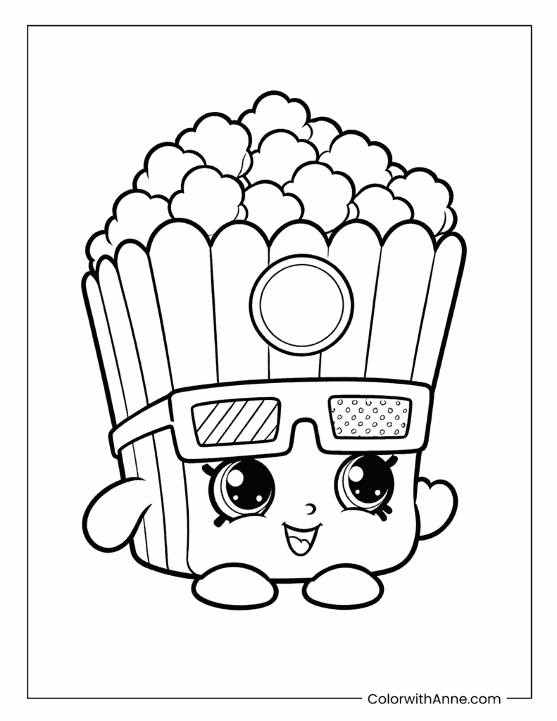 Poppy Corn Shopkins Popcorn Coloring Page