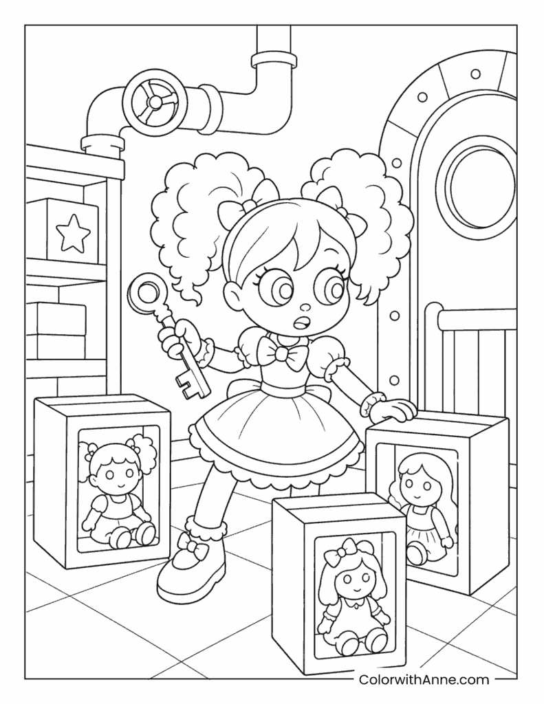 Poppy Doll With Mystery Key Factory Coloring Page