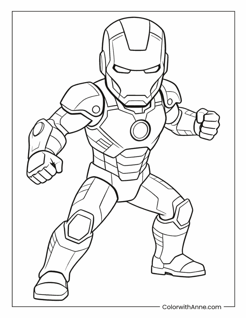 Power Stance Iron Man Coloring Page
