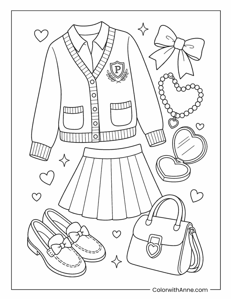 Preppy Cozy Winter Wonderland Coloring Page