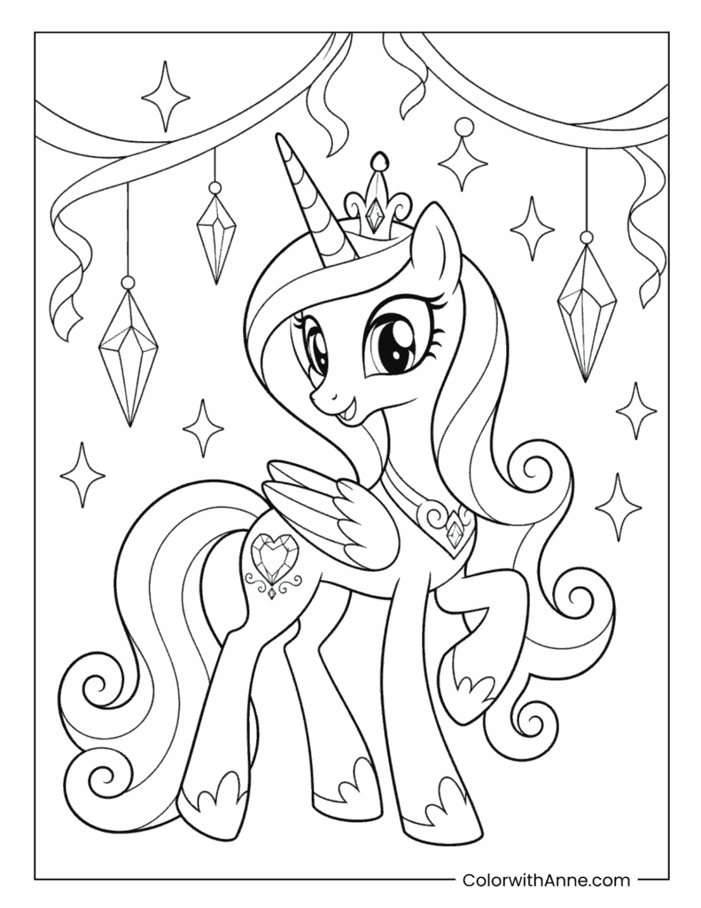 Princess Cadance Crystal Celebration My Little Pony Coloring Page