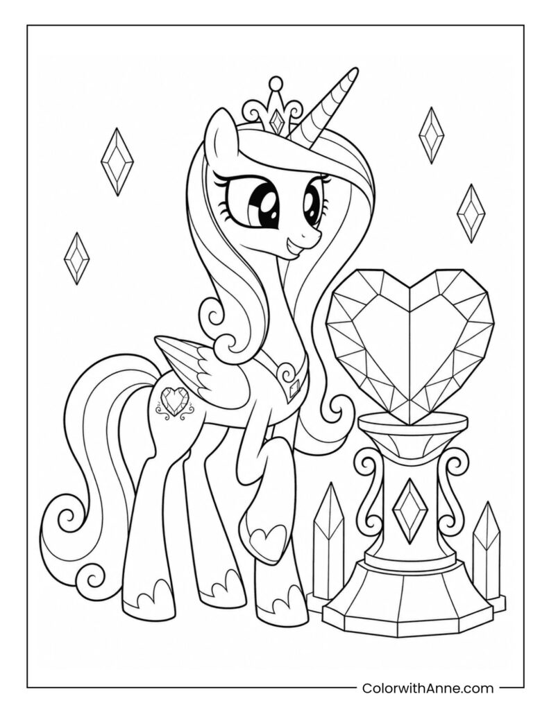 Princess Cadance Crystal Heart Coloring Page