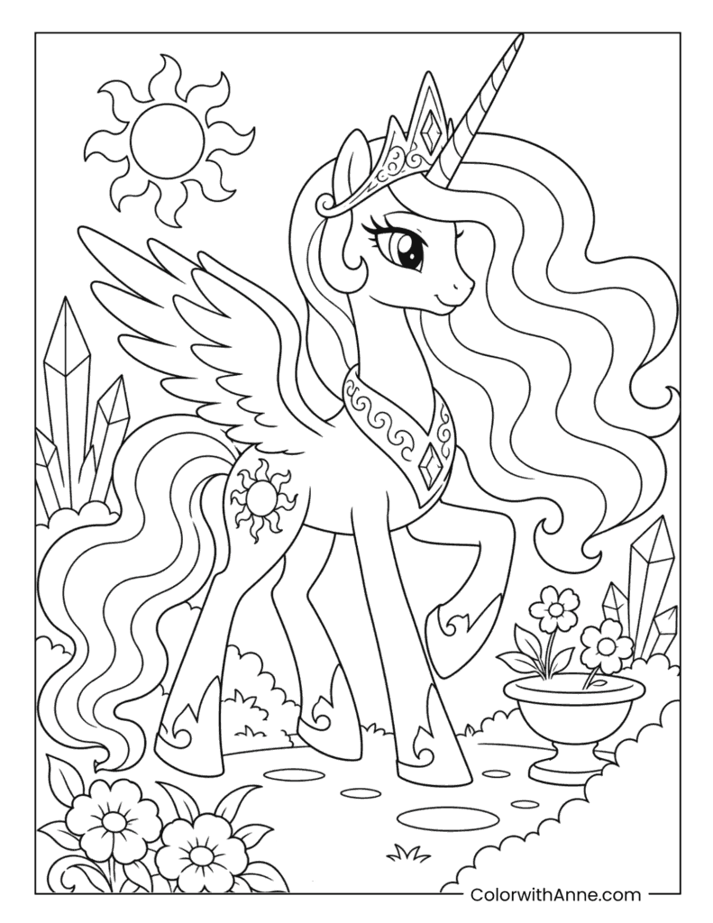 Princess Celestia Crystal Garden Coloring Page