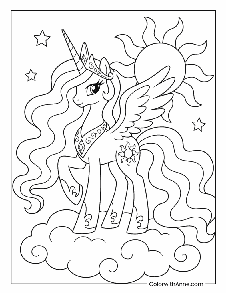 Princess Celestia Sun Princess My Little Pony Coloring Page