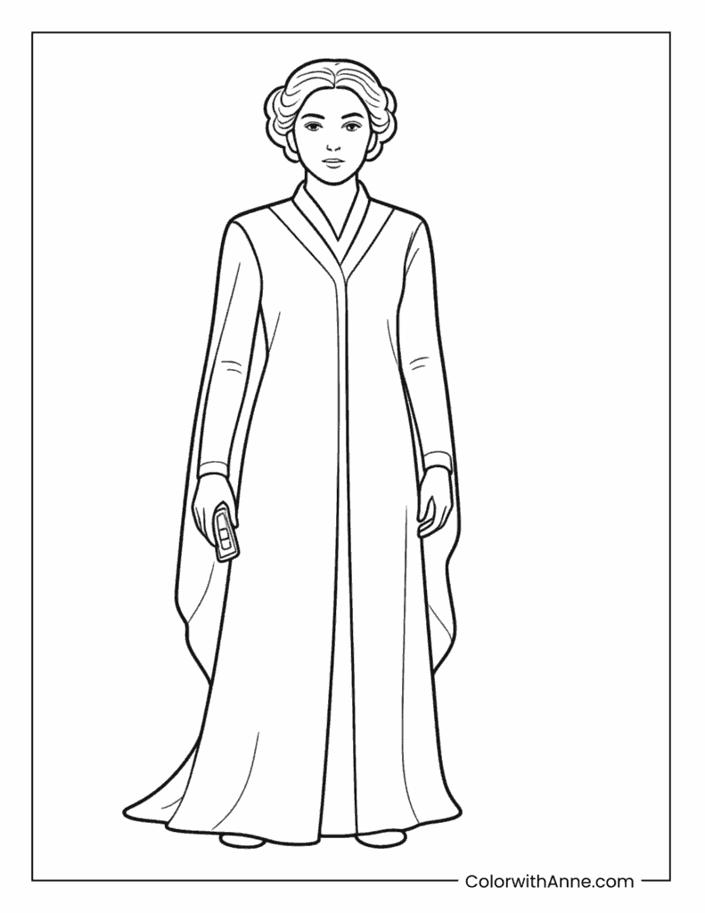 Princess Leia Organa Full Portrait Coloring Page