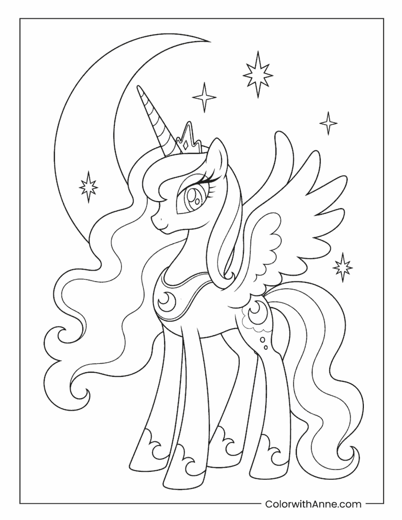 Princess Luna Moonlight My Little Pony Coloring Page