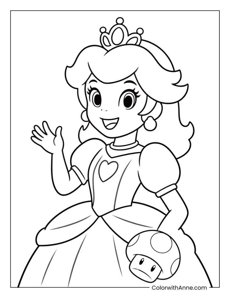 Princess Peach Coloring Pages (Free PDF Printables)