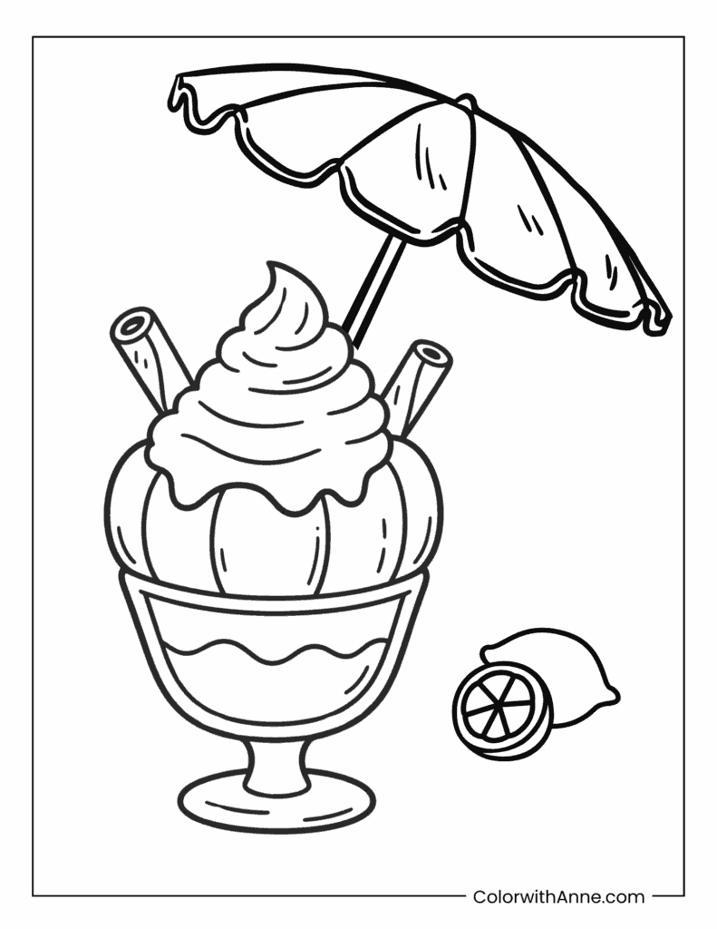 Pumpkin Spice Sundae Coloring Page