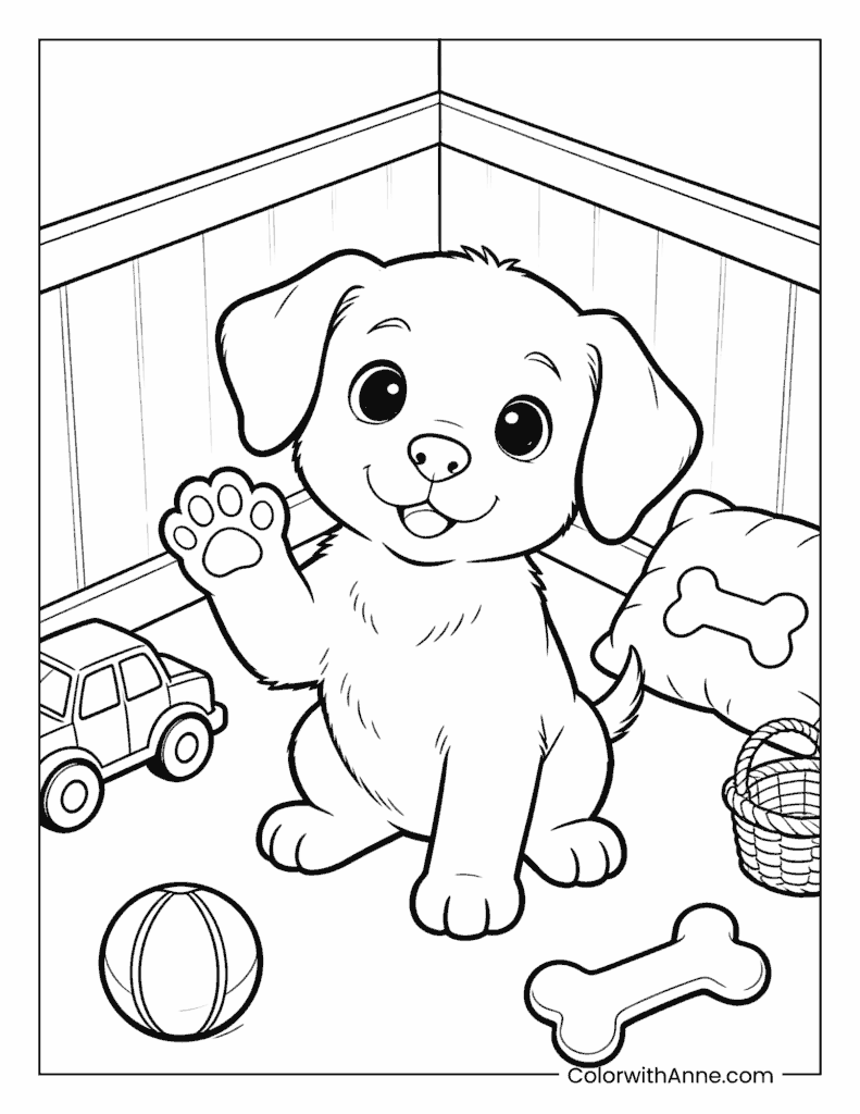Puppy Play Time Coloring Page