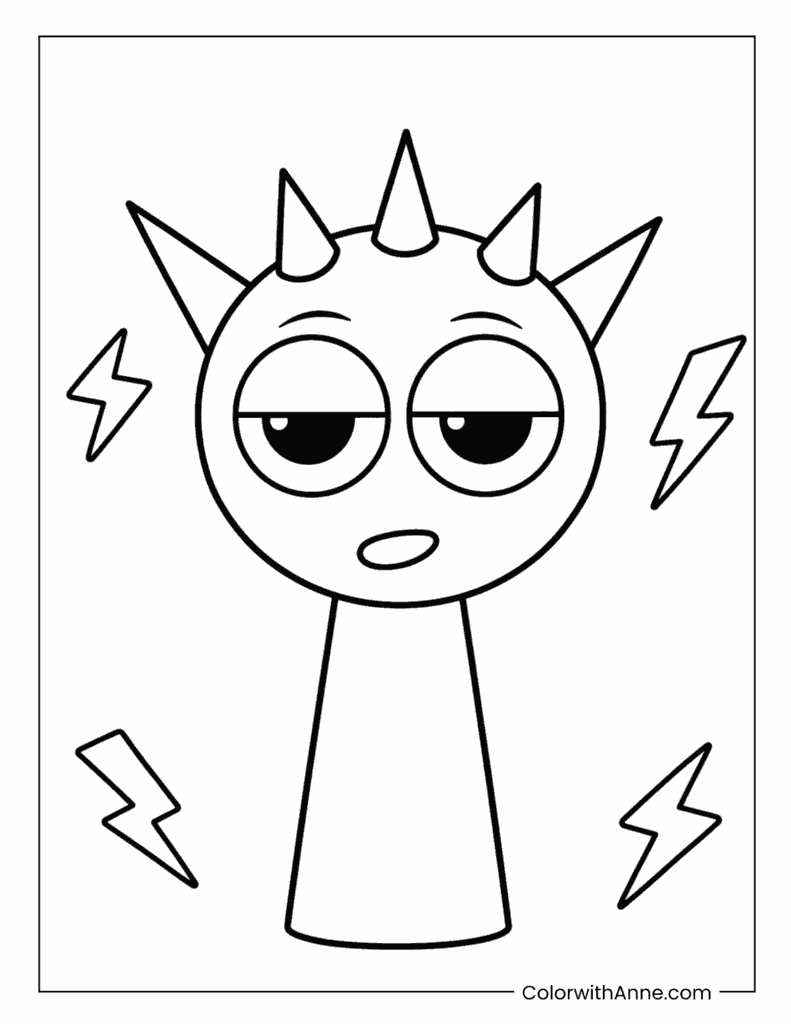 Raddy With Spikes And Lightning Coloring Page