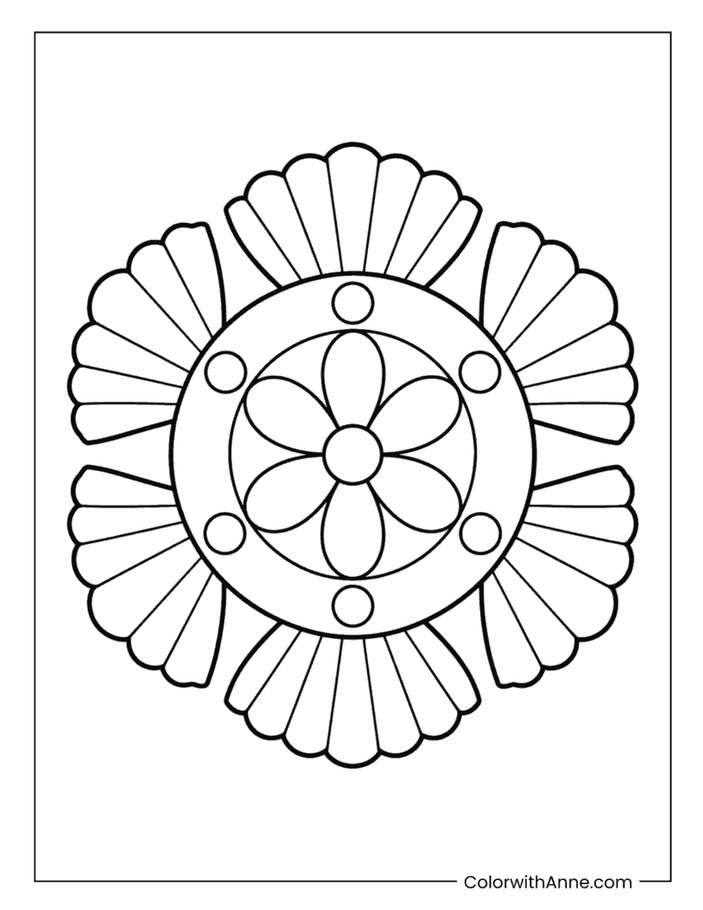 Radial Petal Mandala With Fine Lines Coloring Page