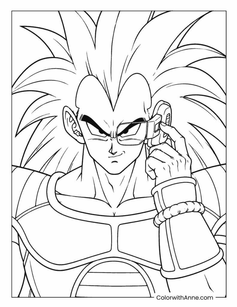 Raditz Activating His Scouter Coloring Page