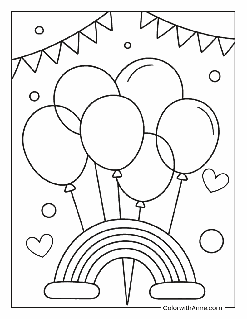 Rainbow Balloons Coloring Page