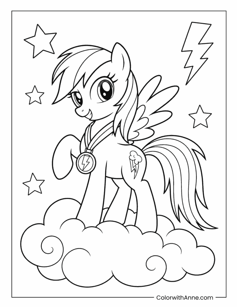 Rainbow Dash Cloud Champion My Little Pony Coloring Page