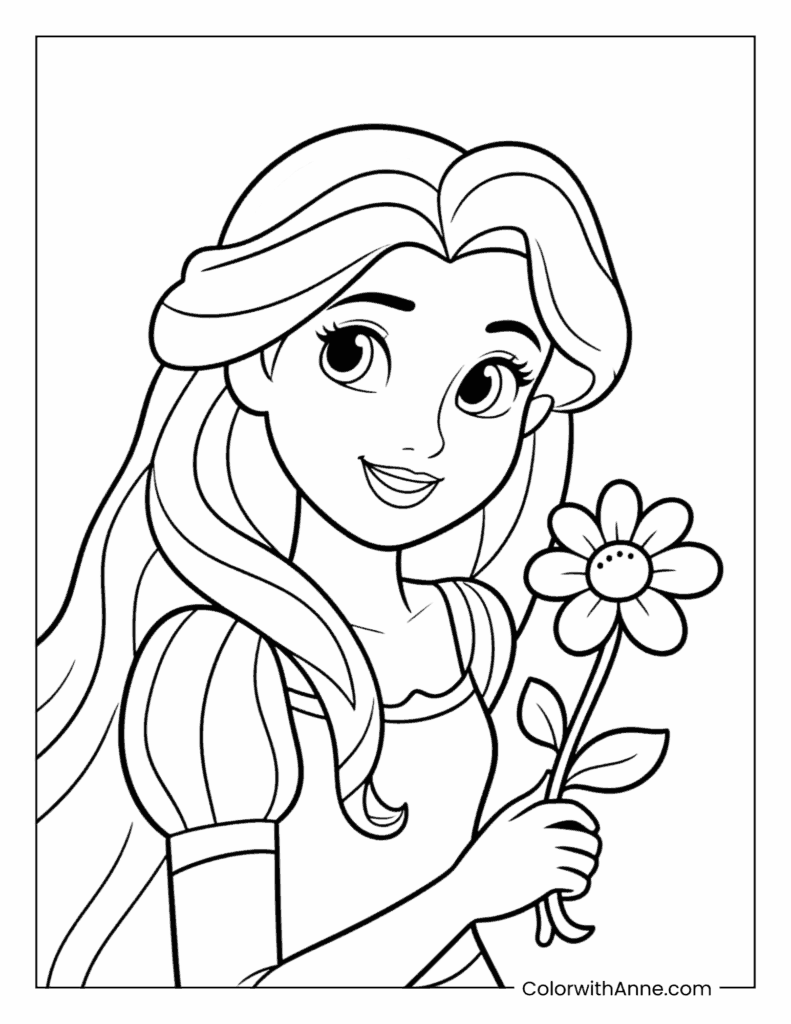 Rapunzel with the Sundrop Flower Coloring Page