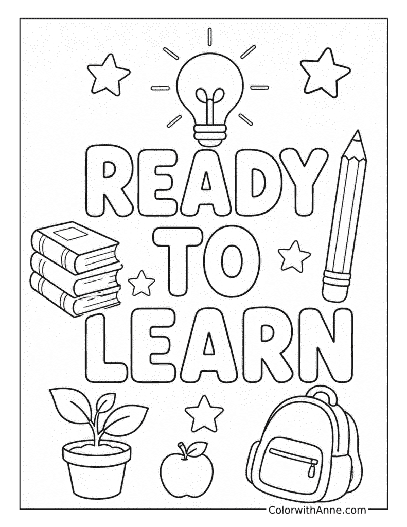 Ready to Learn Coloring Page