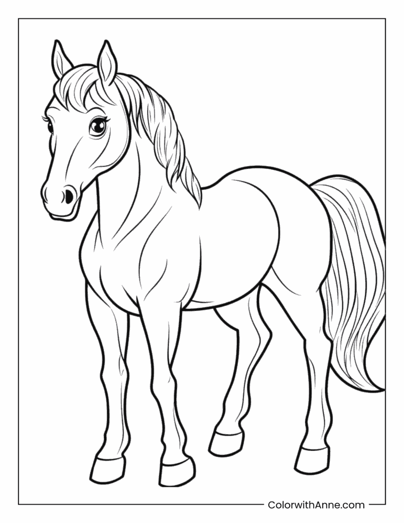 Realistic Horse Coloring Page