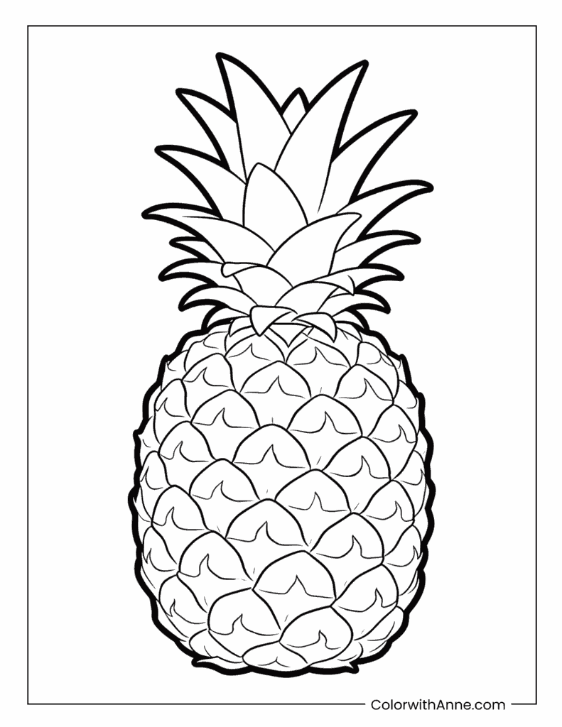 Realistic Pineapple Coloring Page