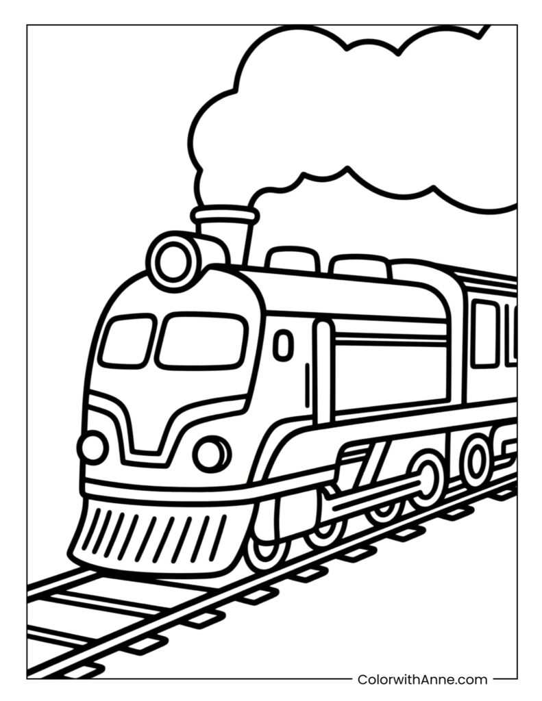 Realistic Train Coloring Page