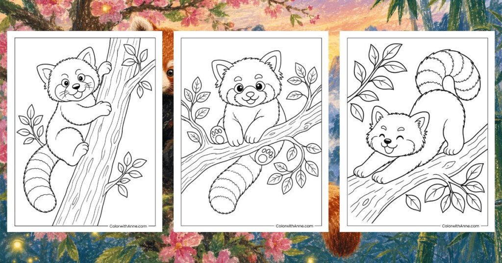 Red Panda Coloring Pages Banner