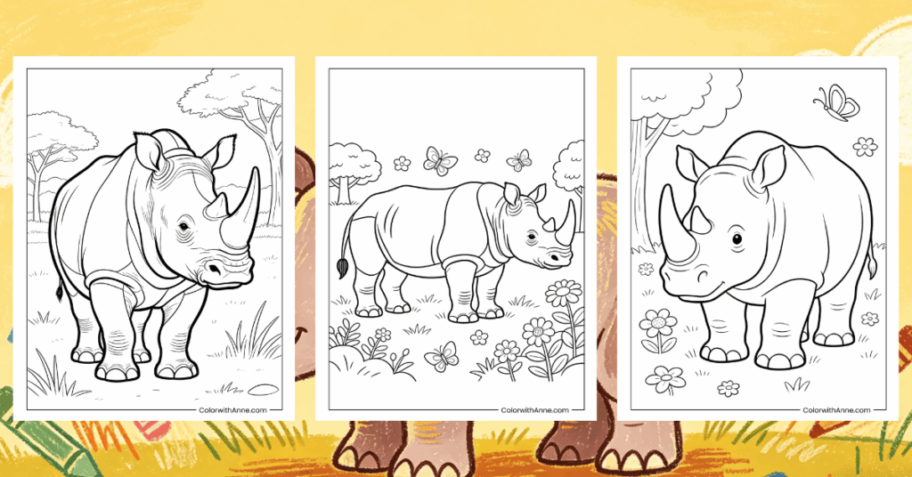 Rhino Coloring Pages Banner