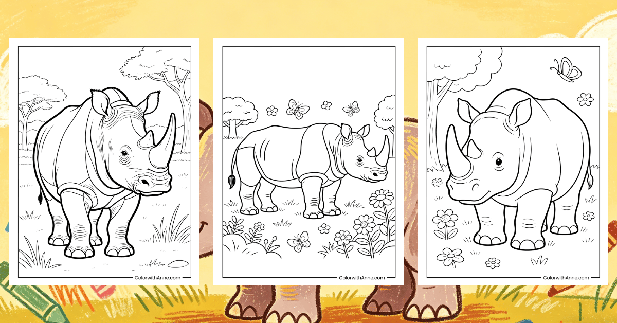 Rhino Coloring Pages Banner