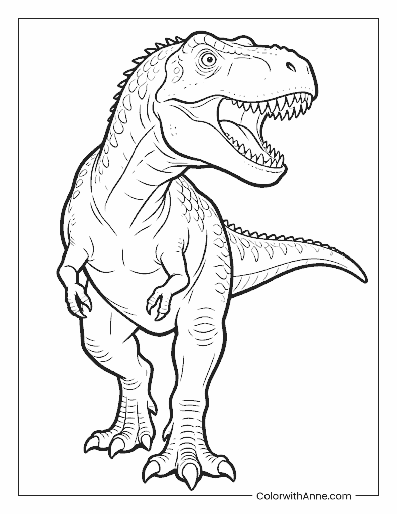 Roaring T-Rex with Fierce Teeth Coloring Page