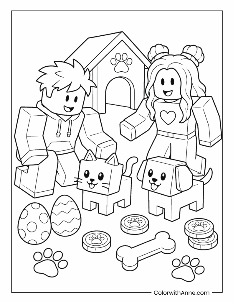 Roblox Friends At Pet Adoption Coloring Page
