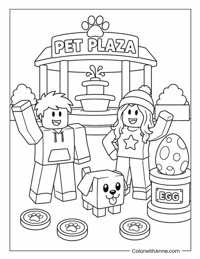 Roblox Friends At Pet Plaza Coloring Page